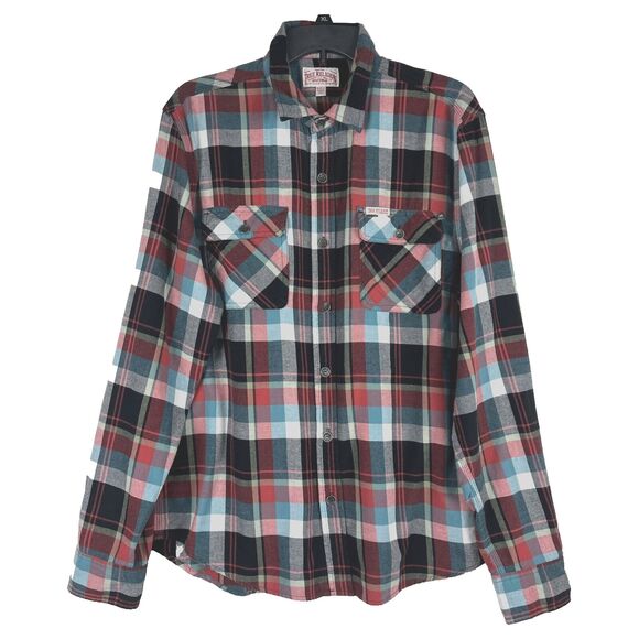 True Religion Men’s Red Multicolor Plaid Shirt Flannel Long Sleeve Size 2XL - Picture 1 of 9